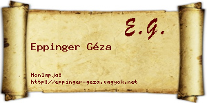 Eppinger Géza névjegykártya